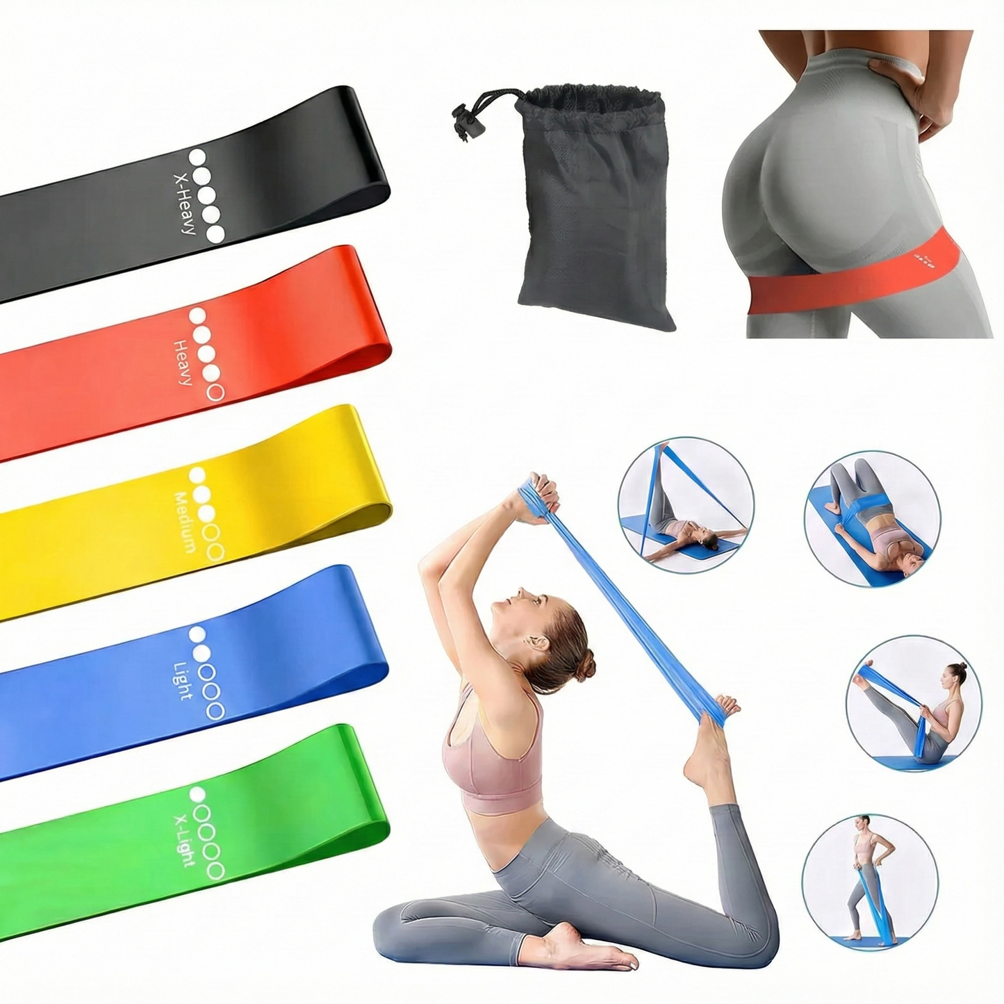 Kit de 5 bandas elasticas SEGUNDA PROMO pilates