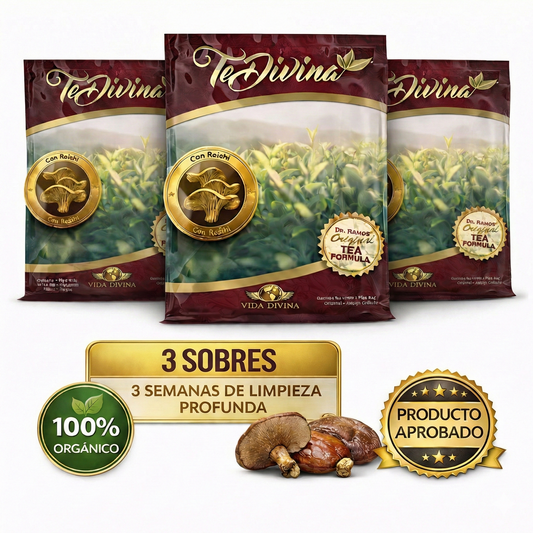 PROMO 3 Sobres Más -  ✨ Té Vida Divina® (Kit 3 semanas) - Detox Digestivo Limpieza Suave + Energía Diaria con Reishi 🍃🍄