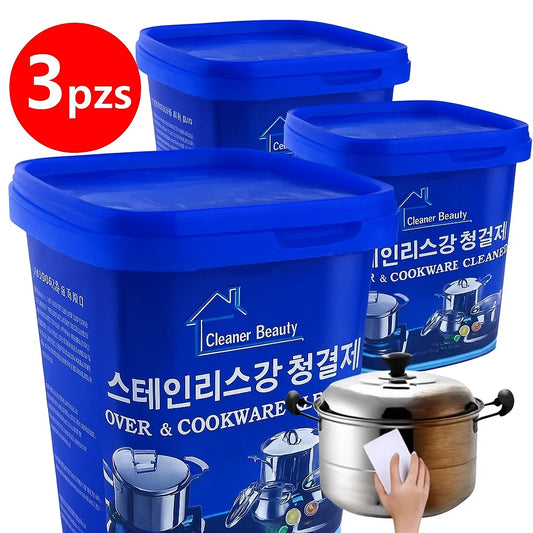 PROMO SEGUNDO 🧽 Kit 3 Frascos MaxiClean® - Limpiador de utensilios de cocina de Acero Inoxidable 🍳✨ - PRECIO MÁS BAJO